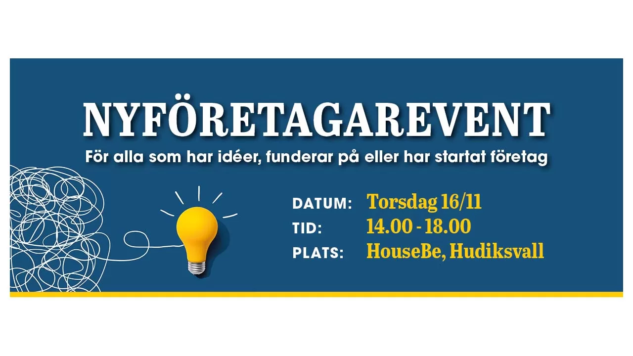 Nyföretagarevent 16:onde november i Hudiksvall